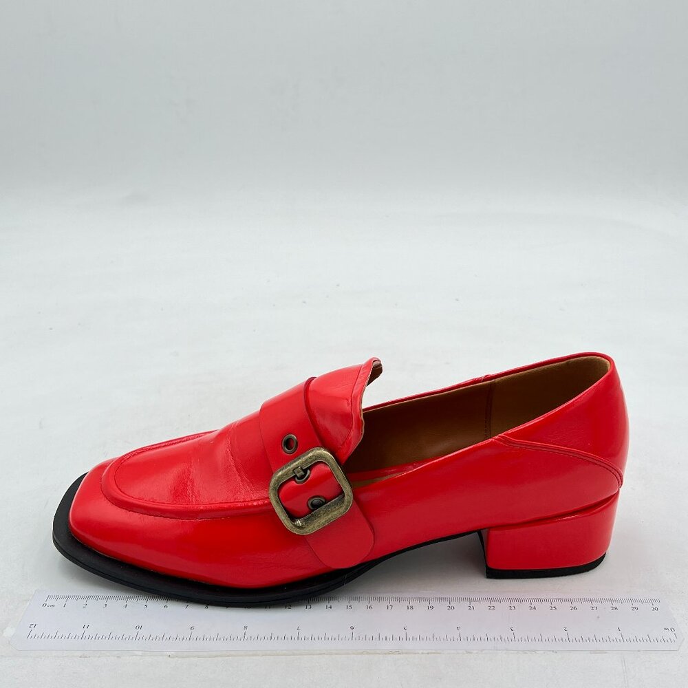 Ydn Red Square Toe Loafers Slip On Block Low Heel… - image 2